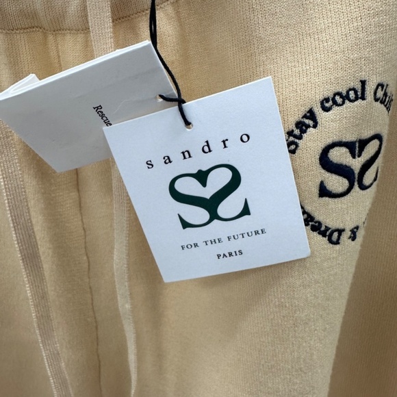 SANDRO Light Butter Yellow Texas Embroidered joggers Women's  SIZE 42  NWT - Picture 7 of 12